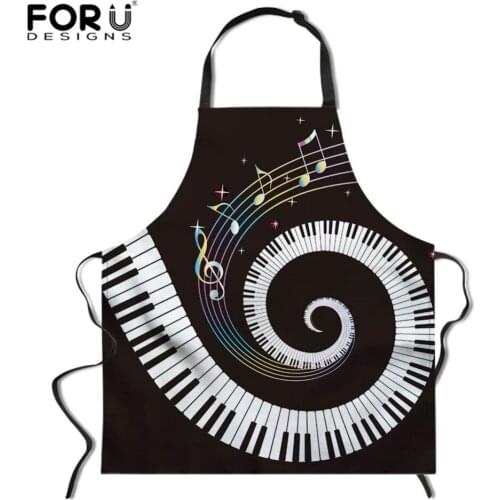 FORUDESIGNS Piano Apron Woman Adult Bibs Home Cooking Baking Coffee Shop Custom Cleaning Aprons Anti-dirty Kitchen Accessorie