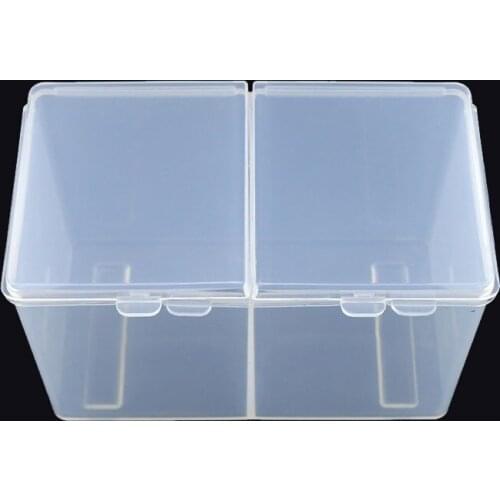 Twin Well Empty Grids Portable Storage Case Nail Art Wipe Cotton Pads Swab Rods Makeup Tools Container