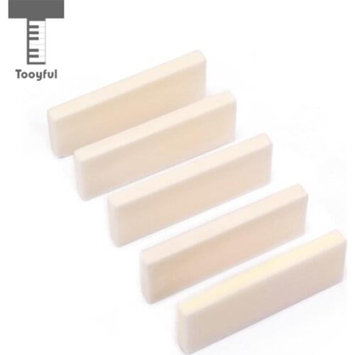 Tooyful 5 Pcs DIY Your Own String Bridge Saddles Nuts Buffalo Bone Beige for Dobro Parts