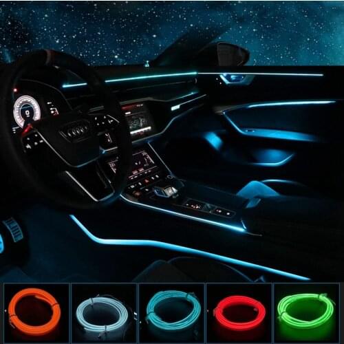 3M 5M EL Wire Car Interior Ambient decor Flex Strip Auto Flexible Atmosphere USB Lamp Lighting Rope Tape Light decoration