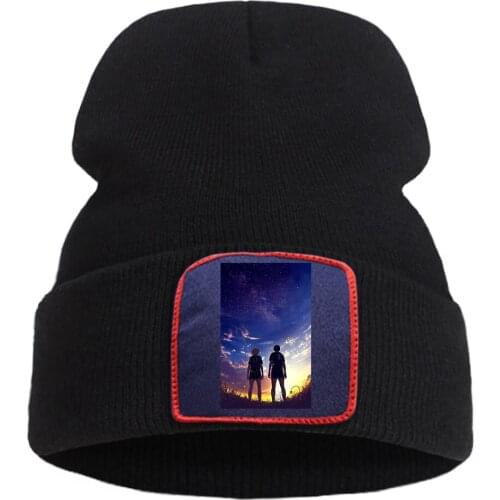 Flexible Casual Unisex Hats Hot Sale Thick Beanie Cap Comfortable Warm Hat Hinata and Kageyama Starry Sky Print Knitted Caps