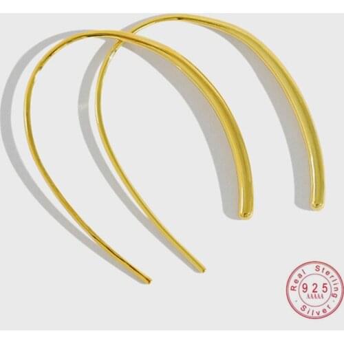 HI MAN Korean Version INS U-Shaped S925 Sterling Silver Stud Earrings Women Fashion Simple 18K Gold Plated Earrings