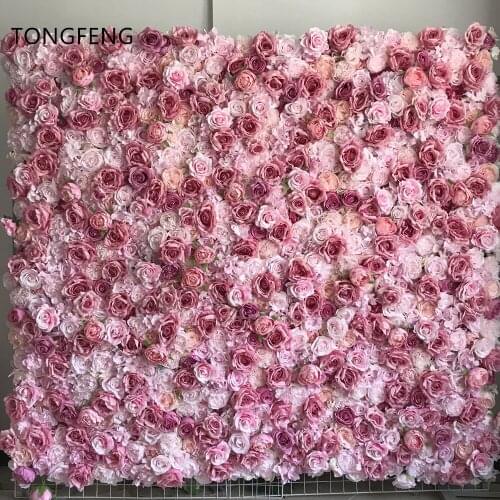 Artificial Silk Hydrangea Rose 3D Flower Wall Panels Wedding Party Backdrop Decoration Stage Arch Pink 8pcs/Lot TONGFENG