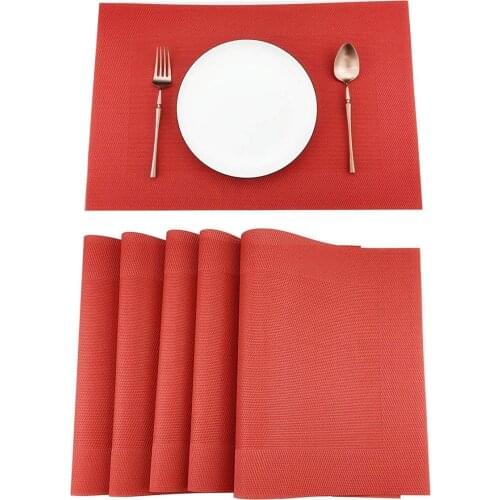 JANKNG 6Pcs Placemats PVC Table Mat Europe Style Kitchen Tool Tableware Waterproof Lunching Mat Pad Coaster Coffee Tea Place Mat