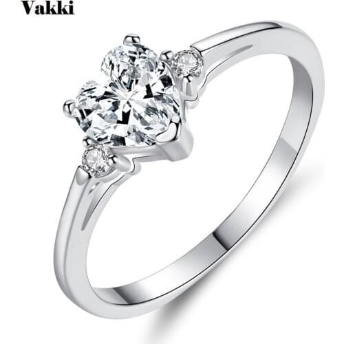Heart-shaped Zircon Rings For Women Wedding Engagement Silver-plated Female Rings Simple Womens Rings Jewelry Bijouterie New