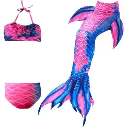 4Pcs/11 Colors Girls Bathing Suit Swimming Mermaid Tail Little Children Ariel Mermaid Costume Kids Swimsuit Cosplay No Monofin