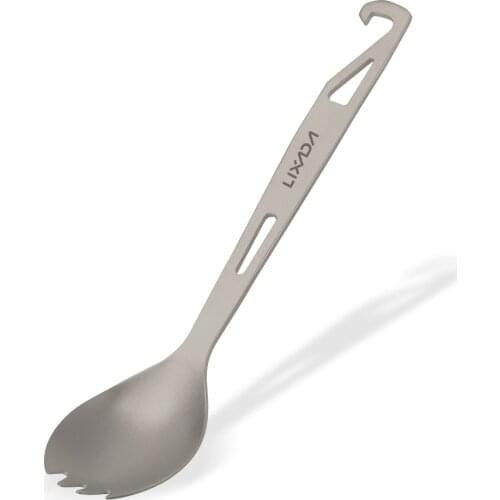 Lixada Camping Titanium Spork with Bottle Opener Lightweight Outdoor Tourism Picnic Dinner Spoon Fork Travel Camping Tableware