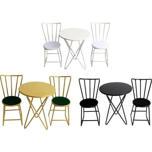 1:6 Scale Dollhouse Miniature Round Kitchen Table and Chairs Set Ornament