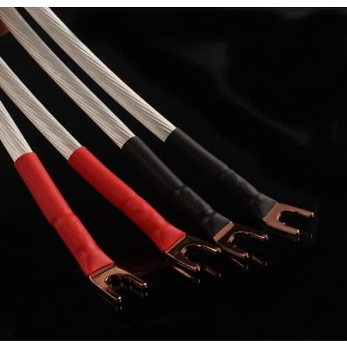 5nocc Single crystal silver plated Speaker jump Cable set (4pcs) red copper BANANA or Spade PLUG 20cm
