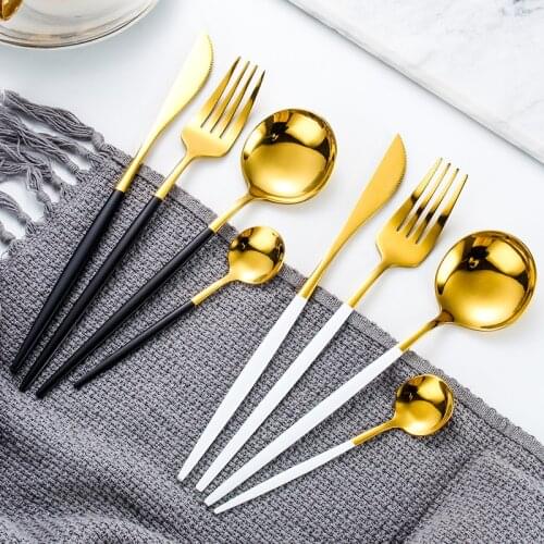 Stainless steel cutlery set Portuguese cutlery gilded cutlery European cutlery gift