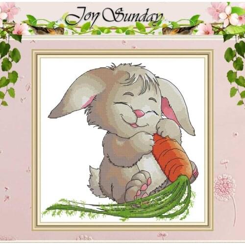Rabbit And Carrot Animals Counted 11CT 14CT Cross Stitch Sets DIY Chinese Cross-stitch Kits Embroidery Needlework Home Decor