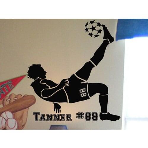 Soccer Player Wall Sticker Vinilos Home Decoration Accessories Boy Stars Football Custom Name Decal Poster Wall Decal DIY SYY043