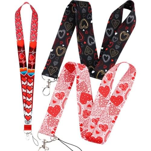 New Design 1 Piece High Quality Love Heart Nurse ID Card Badge Holder Strap Keychains Neck Lanyard Mobile Phone Strap