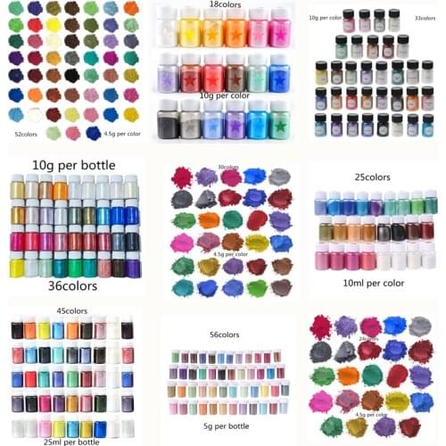 52 Color Mica Powder Pearlescent Pigment Resin Colorant Pack Skin Safe For DIY Soap Epoxy Resin Candle Nail Makeup Craft