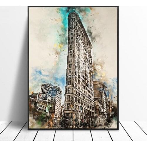 New York in Watercolor 4 Art Canvas Poster Home Decor Painting No Frame