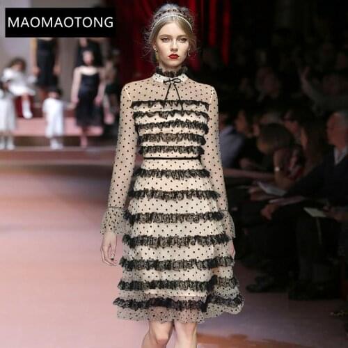 Womens Clothing Womens Clothing Fashion Designer Dress Spring Womens Long Sleeve Mesh Cascading Ruffle Elegant Dresses