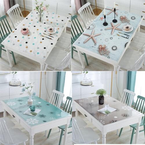 BALLE PVC Tablecloth Rectangle Waterproof Table cloth Table Cover Mat Kitchen Pattern Oilproof cloth Glass Square Plastic