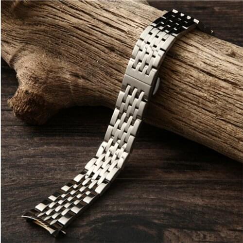 19mm Watch Strap For 1853 T41 Lelocle Watches Stainless Steel Watch Band Bracelet Male Butterfly Buckle Watchband
