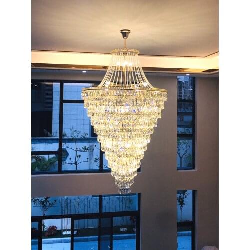 Duplex Floor Luxury Crystal big Chandelier Hotel Lobby Living Room Spiral Staircase Villa Decorative Chandelier