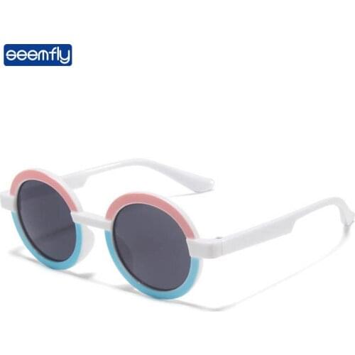 Seemfly Children Jelly Color Sunglasses Cute Baby Fashion Sun Glasses For Boys Girls Sunshades Round Frame Spectacles For Kids