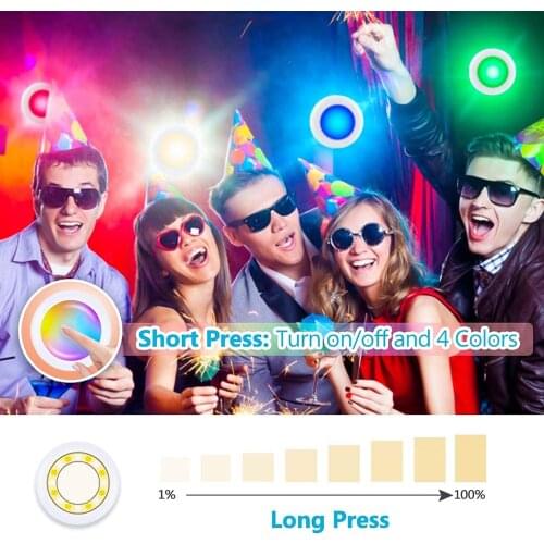6 Colors LED Puck Lights LED Closet Lights Wireless Under Cabinet Lighting USB or Battery Powered Remote Controls Dimmer D30