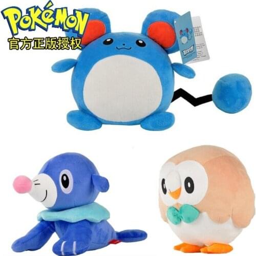 TAKARA TOMY Genuine Pokemon Popplio Rowlet Squirtle Bulbasaur Eevee Dragonite Wobbuffet Treecko Cute Plush Action Figure Toys