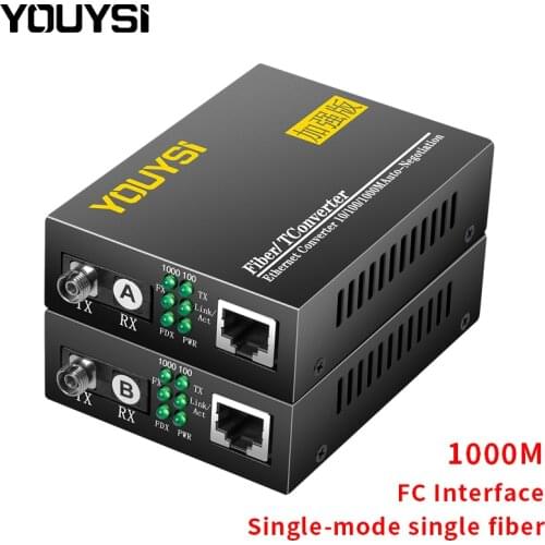 YOUYSI FC port Fiber optic transmitter single-mode 3KM single fiber media converter 1 Pair