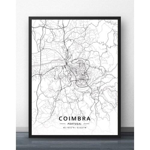 Coimbra Lisbon Porto Portugal Map Poster
