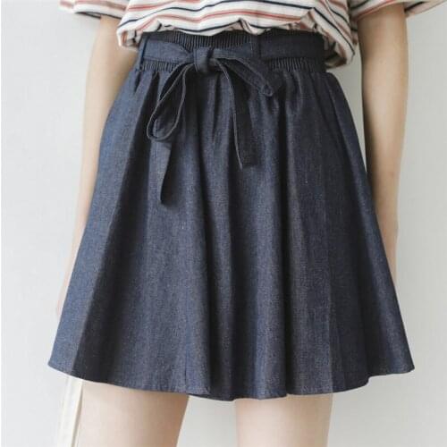 Women fashion casual denim skirt 2020 new solid high waist blue school jeans mini skirts plus size M-7XL loose slim preppy style