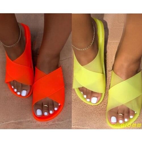 2020 new womens shoes Europe candy color flat with sandals slippers sequins beach shoes outdoor home travel slippers