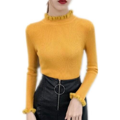 Women Thin Sweater And Pullovers 2018 New Sweet Autumn Winter Women Knitted Tops Skinny Sweater Long Sleeve Ruched KnitwearQ1050