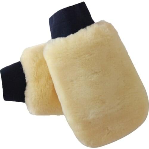 1Pcs Real Sheepskin Mitt Car Soft Polishing Glove Lambswool Washing Cleaning Polish Car Cleaning Washing The Car By Yourself