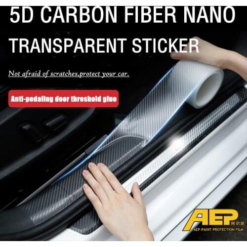10M Car Door Sill Protective Sticker Transparent 5D Carbon Fiber Car Stickers Styling Auto Bumper Protector Films Anti Collision