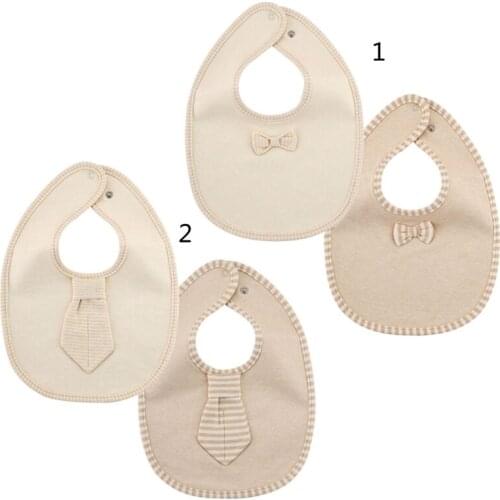 2 Pcs Infant Solid Color Bib Cravat Feeding Burp Cloth Three-layer Waterproof Comfortable Cotton Saliva Towel for 0-36M Baby