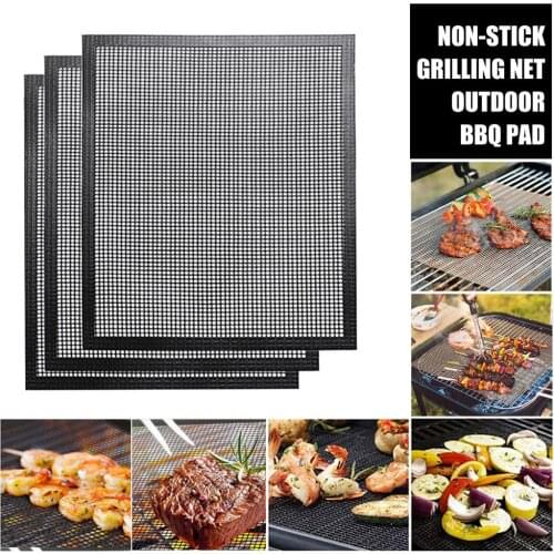 3pcs Barbecue Mat Reusable Non-Stick Grid Sheet BBQ Grill Mat Pad Baking Sheet Portable Outdoor Picnic Cooking Barbecue Tool