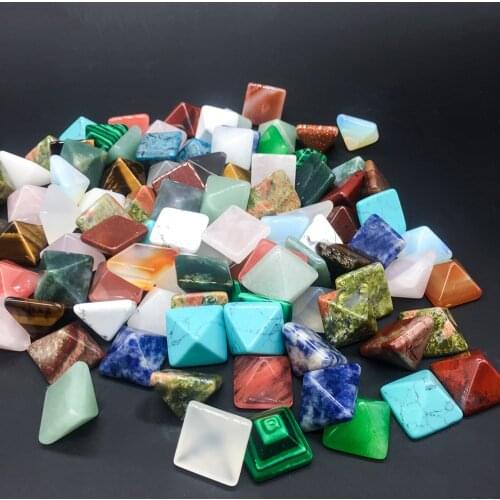 5Pcs/Pack 14x10mm The Pyramid Shape Cabochons Natural Semi-precione 17colors for Choice Taper Ring Surface of Seven Chakras