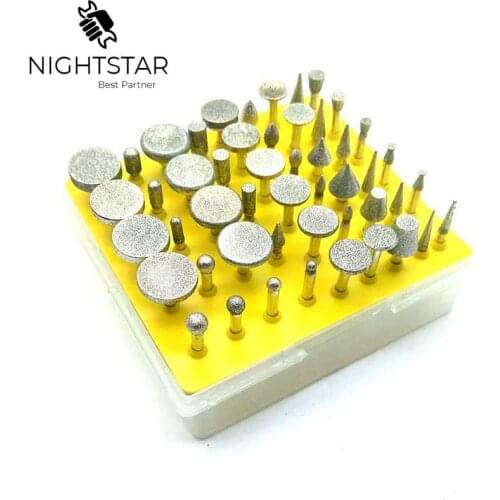 Binoax 50pcs Diamond Tipped Coated Rotary Grinding Head Jewelry Lapidary Burr Grit 150 Diamond Grinding Grinder Head Glass