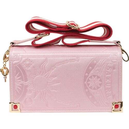 Anime Card Captor Sakura Kinomoto Cosplay PU Leather Cartoon Small Square Bags Fashion Pink Shoulder Cossbody Messenger Gifts