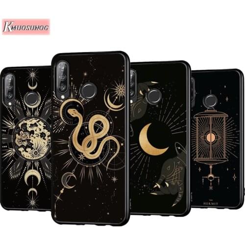 Art Sun Flowers Snake Moon Anti-Fall Phone Case for Huawei P30 P20 P40 Lite E Pro P Smart Z Plus 2019 P10 P9 Lite Back Cover