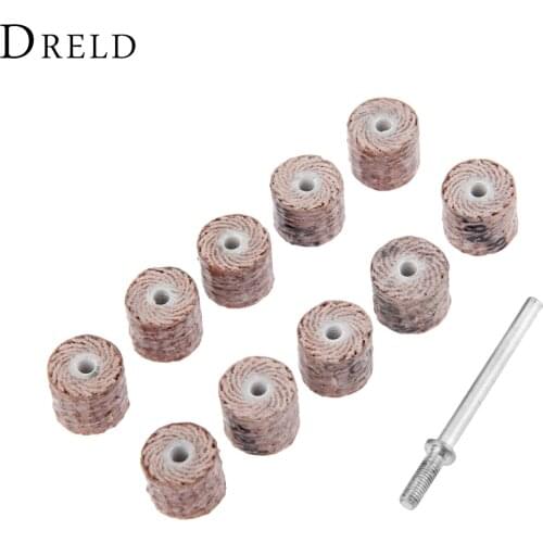 DRELD 10Pcs Dremel Accessories 80-Grit Sanding Flap Wheel Sander Sanding Disc Grinding Flap Disc Grinder Rotary Tools 10*10*3mm