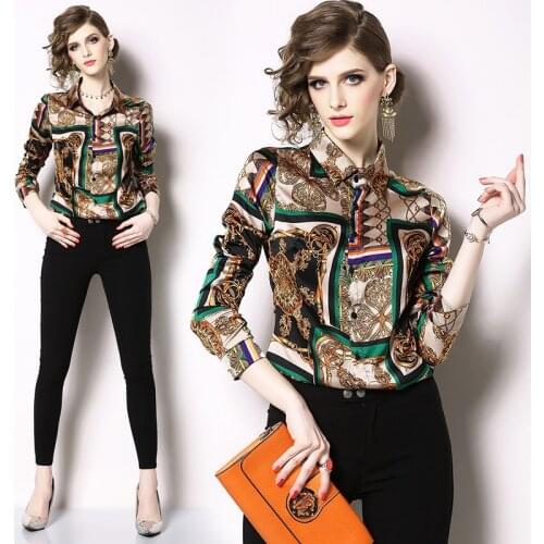 Elegant Blouse Women Floral Print chemise femme Turn Down Collar Full Long Sleeve Haut camisas de mujer Casual Office Lady Shirt