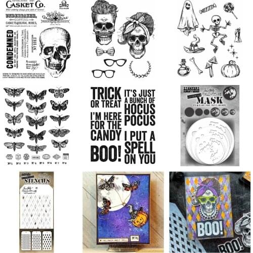 Halloween Butterfly Skull Doodles Moon Alphabet Metal Cutting Dies Stamps Stencil Scrapbooking Album Decoration DIY Card 2021