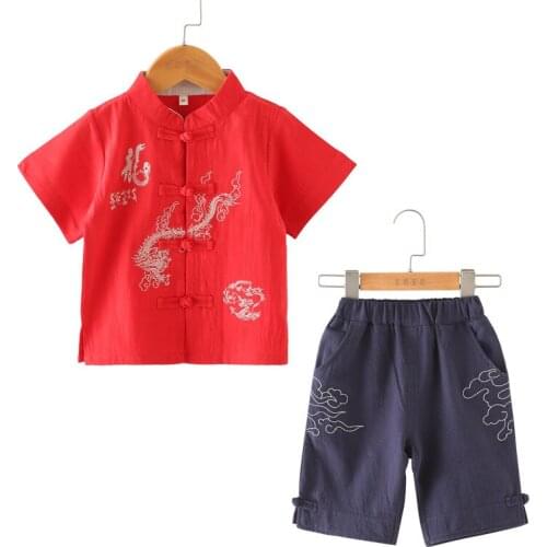 Boy Clothing Sets 2021 Summer Girls Summer Outfits Chinese Style Hanfu Photo Clothes Sets for Children Linen Toddler Costumes
