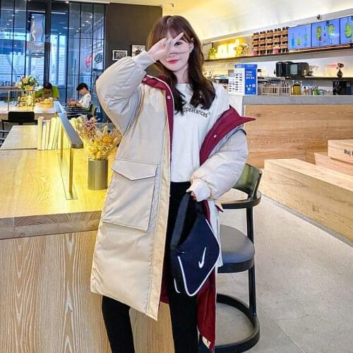 Over-the-Knee Padded Womens Mid-Length Winter New-Style Plus-Sized Loose Hooded Thick Fashion Woman Jacket Thick
