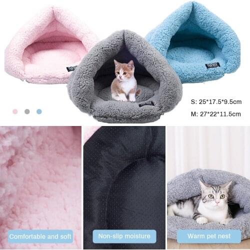 Small Dog Pet Supplies Cat Bed Kennel House Soft and Warm Pet Cat Mat Pet Cat Bed Warm Fleece Mat Bed