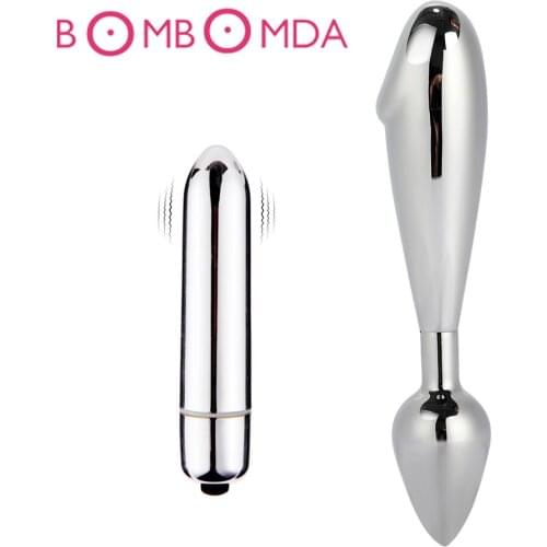 Metal Crystal Anal Plug Double Head Stainless Steel Booty Beads Jewelled Anal Butt Plug Sex Toys Products for Men Couples
