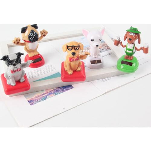 1Pcs Cute Cartoon ABS Pet Dog Beckons Humorous Solar Crafts Toys Simplicity Series Bedroom Vehicle Enliven Atmosphere Decoration