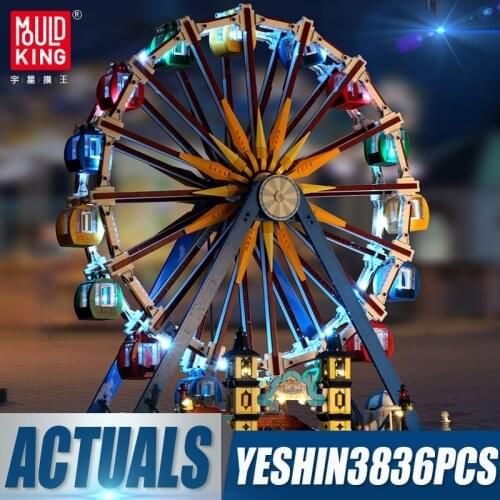 Mould King 11006 LED Light Creative Toys Compatible 15012 App Motorized Ferris Wheel Model Building Blocks Kids Christmas Gifts