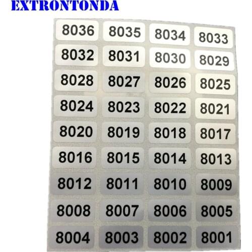 1000pcs Consecutive Number Labels From 8001 to 9000 Inventory Stickers Waterproof 20x10mm Small Size