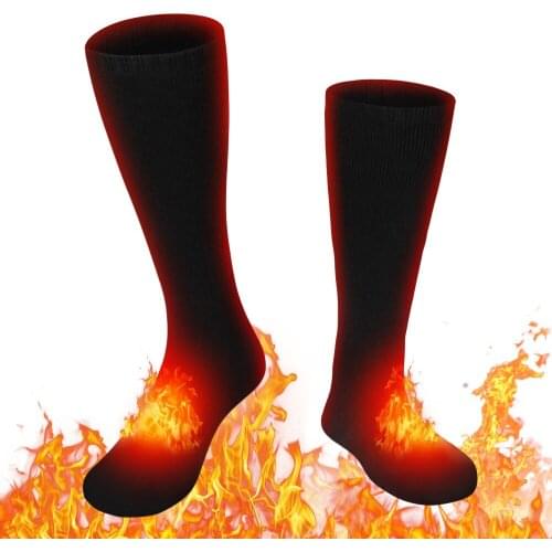 Black Men Women Winter Socks, 3.7V Rechargeable Battery Electric Heated Socks for Snowmobile Snow Shoveling Riding Motorcycle